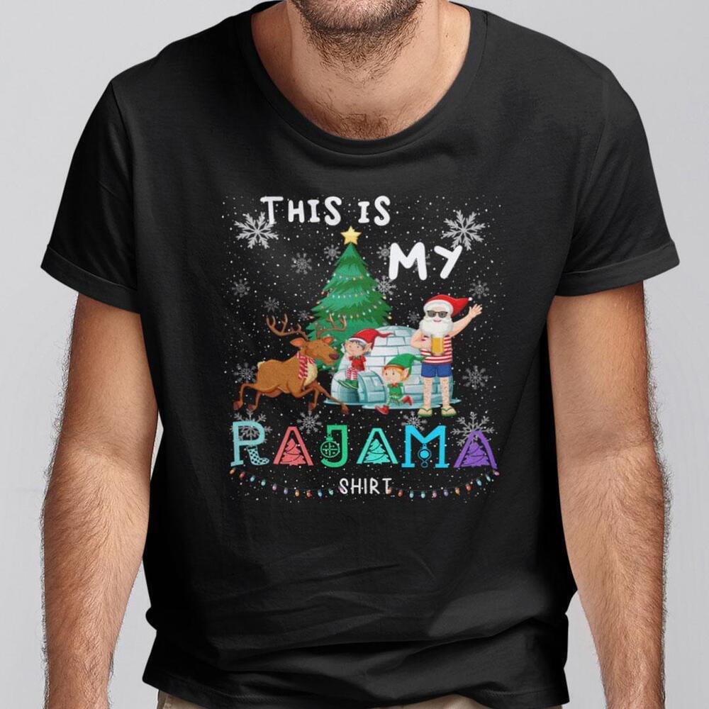 This Is My Christmas Pajama Shirt Xmas Lights Funny Holiday Tshirt